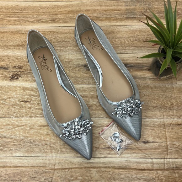 BADGLEY MISCHKA Jeri Embellished Ballet Flat sz 7.5 - Picture 1 of 8